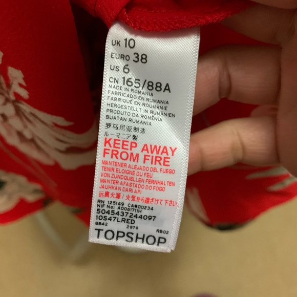 TOPSHOP TIE BACK FLORAL RED DRESS (Size UK/AU 10) - Picture 5 of 5